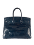 Birkin 35 in Bleu Abysse Crocodile, back view